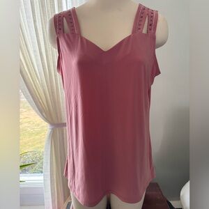 Pink Sleeveless Top with Embellished Straps